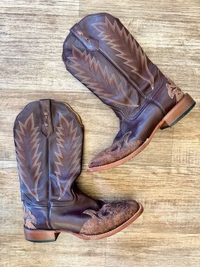 Johnny Ringo Crazy Horse Cafe Boot Western Brown Leather Cowboy Boots Square toe